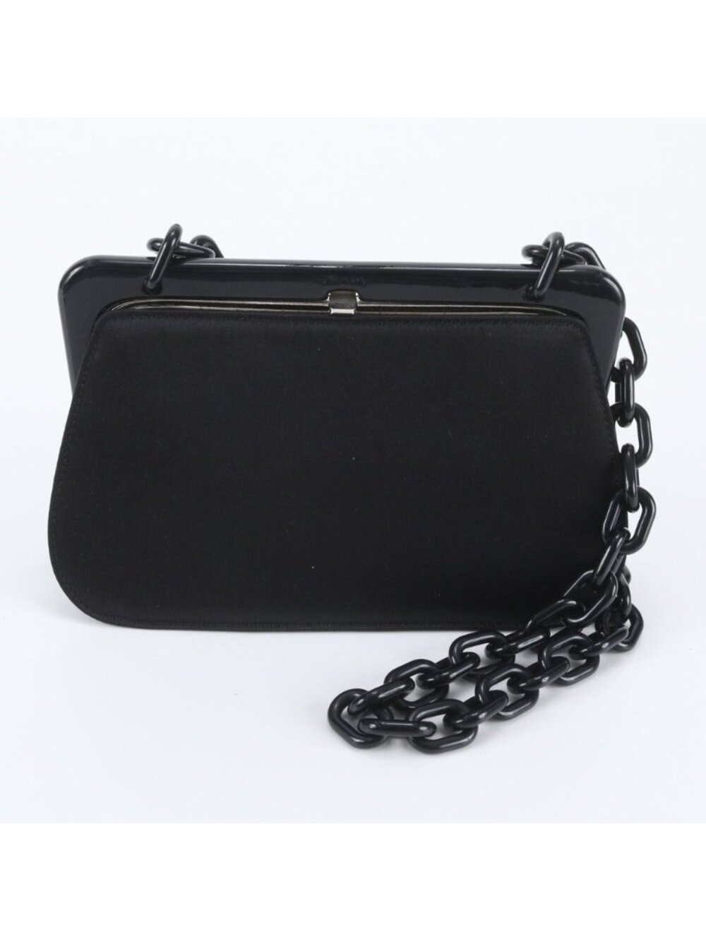 Prada Kiss Lock Chain Shoulder Bag Hand Black